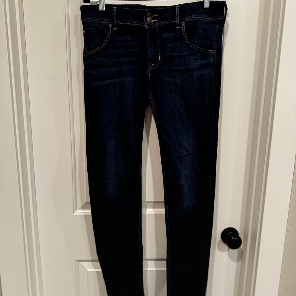 Hudson Jeans skinny double button and button back pocket dark denim women sz 31